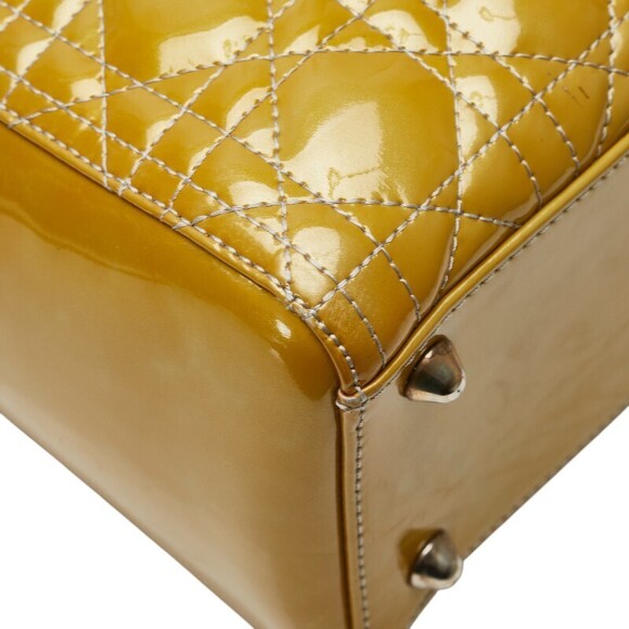 Christian Dior Cannage Lady Dior Shoulder Bag Yellow Patent Vernis Leather - Picture 7 of 10
